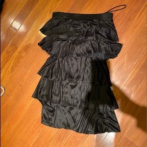 Ruffled strapless black dress